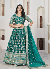 Prominent Lehenga Choli in Rama Colour